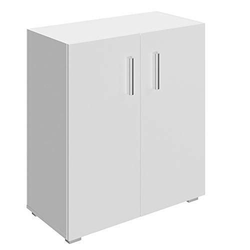 Casaria® Kommode mit 2 Türen 77x60x30 cm Holz Modern höhenverstellbarer Einlegeboden Schlafzimmer Büro Flur Mehrzweckschrank Aktenschrank Schrank Weiß