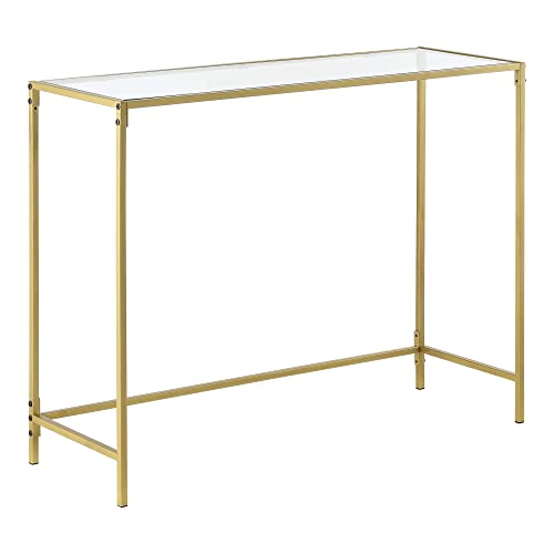 [en.casa] Konsolentisch Alajärvi 100 x 35 x 80 cm Flurtisch Konsole Glas-Tischplatte Kommode Highboard Glas Stahl Gold