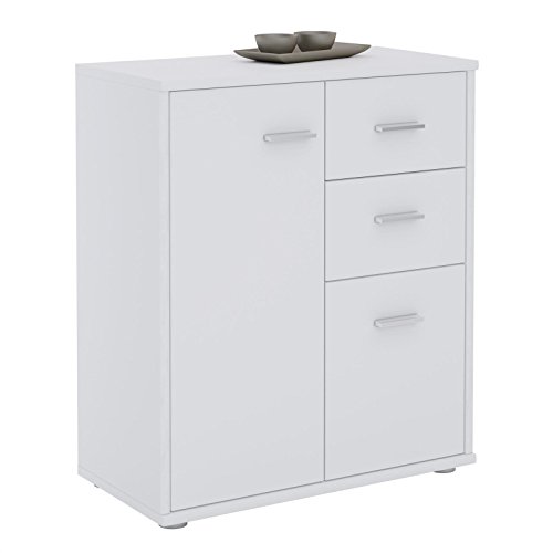 CARO-Möbel Kommode Locarno Highboard Bürokommode mit 2 Schubladen und 2 Türen in weiß