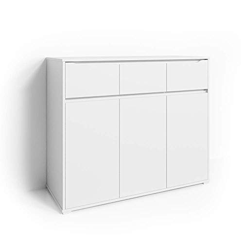 Vicco Sideboard Ruben, Weiß, 120 x 101 cm mit Schubladen