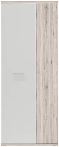 FORTE Net106 Schuhschrank mit 2 Türen, Holzwerkstoff, Sandeiche + Weiß, 68.90 x 34.79 x 179.1 cm