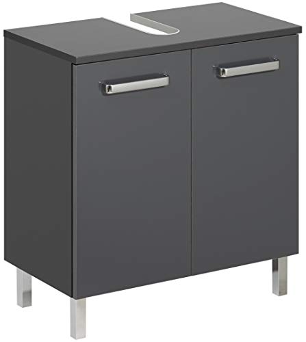 Pelipal Waschbeckenunterschrank Quickset 311 in Anthrazit Glanz, 60 cm breit | Waschbeckenschrank ohne Waschbecken mit 2 Türen