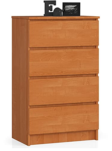 AKORD Kommode mit 4 Schubladen| Beistellschrank Highboardmodernes Sideboard für Wohnzimmer Esszimmer Schlafzimmer Flur Badezimmer Schrank | 60x99x40cm