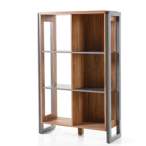Lomadox Highboard Standregal Bücherregal im Industrial Design, Stirling Oak Eiche, anthrazit, B/H/T: 90/140/35 cm
