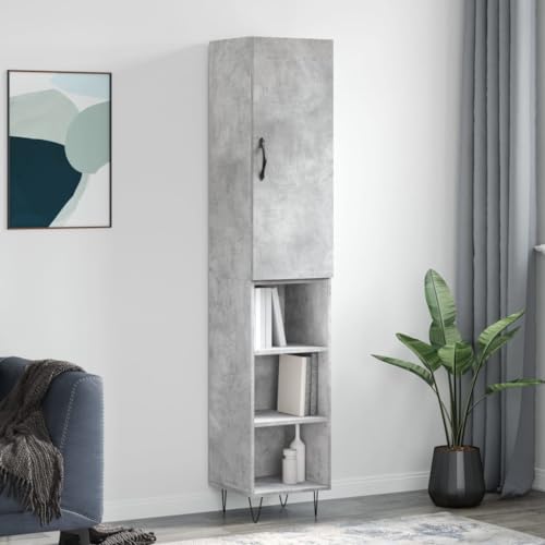 TECHPO Möbel-Sets-Highboard Beton Grau 34,5x34x180 cm Holzwerkstoff