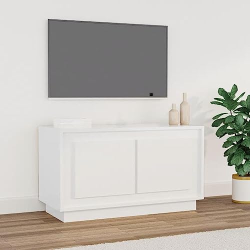 QJBSAVVA TV-Schrank, Tv Highboard Tv Regal Wohnwand Fernseher Tisch Modern Geeignet für Fernseher Schlafzimmer Wohnzimmer Den Flur Hochglanz-Weiß 80x35x45 cm Holzwerkstoff