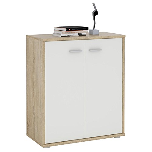 CARO-Möbel Kommode Sideboard Schrank Tommy Sonoma Eiche/weiß, Anrichte mit 2 Türen inklusive Einlegeboden